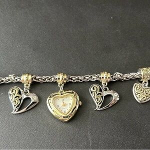 Gold and Silver Heart Charm Bracelet
